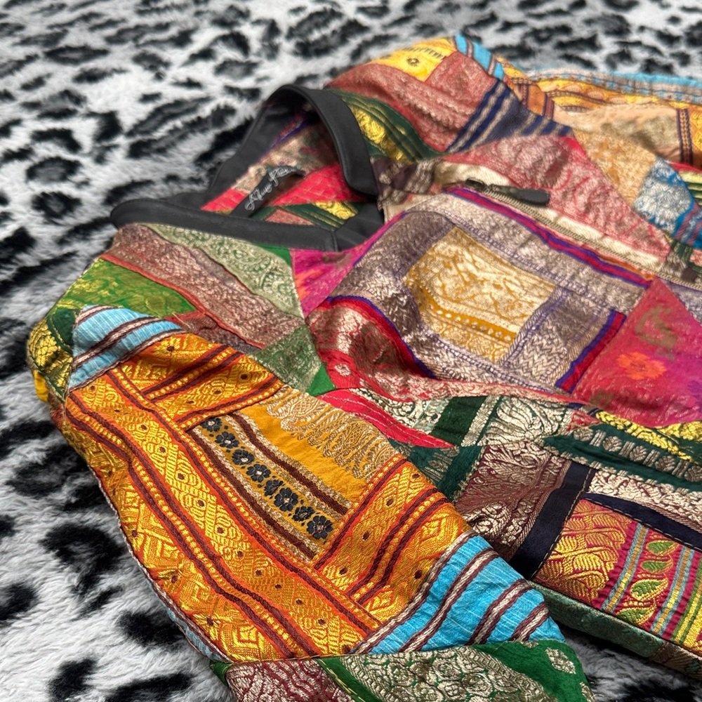 Aleena Khan Patchwork Print Multicolor Women's Blazer Jacket - Picture 3 of 7